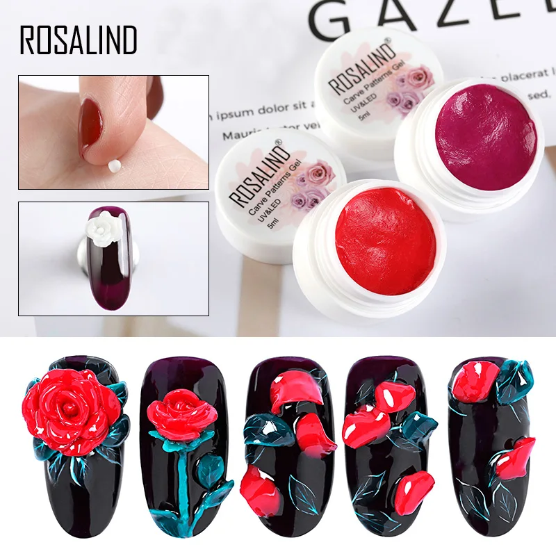 ROSALIND УФ гель для ногтей Гибридный резной узор Полупостоянный лак все украшения