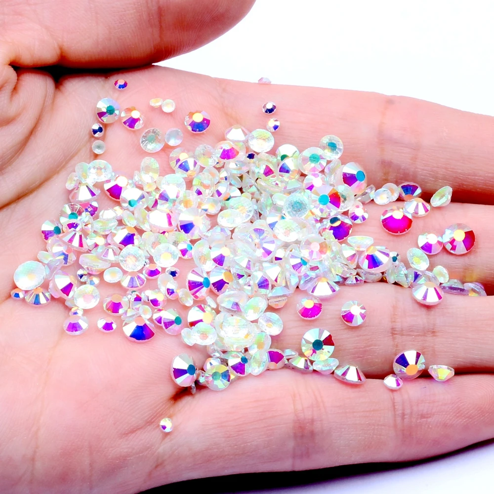 

Nail Decorations New Clear AB Color Hotfix Glass Rhinestones Glue Backing Iron On Strass Diamond Perfect Shine