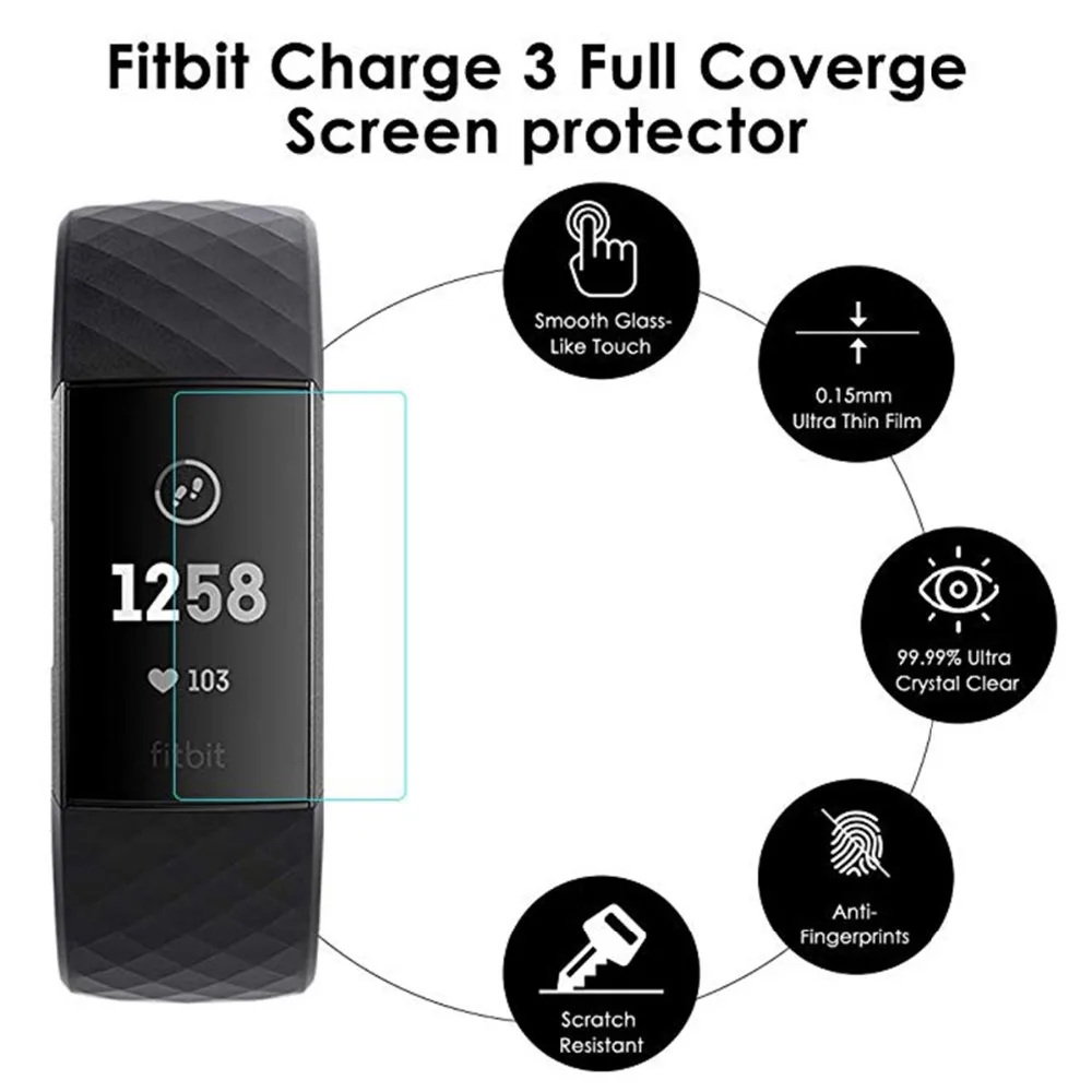3 шт. защитная пленка для экрана смарт браслета Fitbit Charge 3|Смарт-аксессуары| |