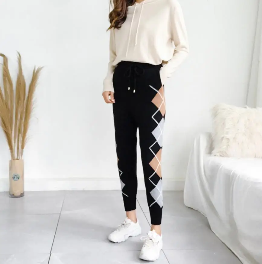 

autumn and winter new knit pants college casual pants harem pants female