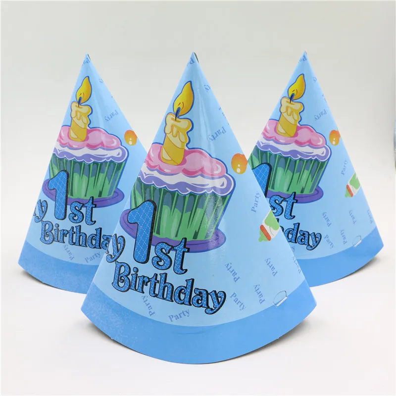 12 шт./лот синие вечерние Товары для детей с надписью my 1st birthday кепки мальчиков