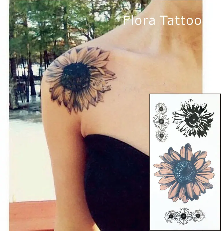 Sunflower Temporary Body Tattoo Fake Flower Tattoos can be used for Shoulder thigh and wrist | Красота и здоровье