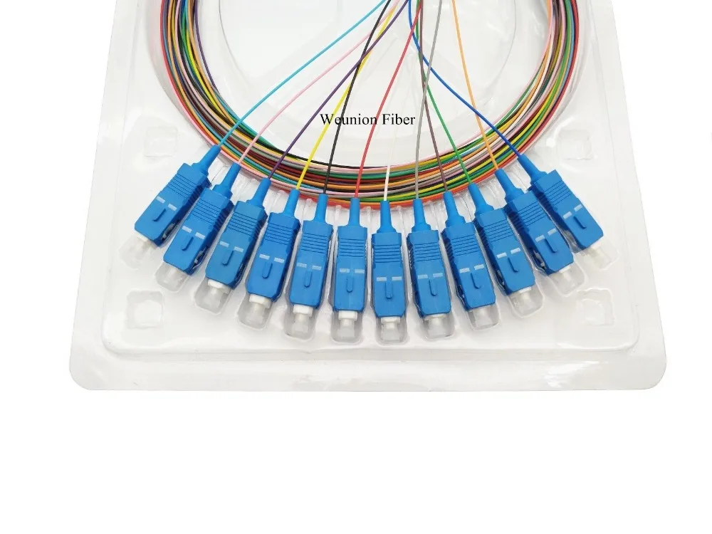 12 шт Цвет FTTH SC/UPC Волоконно оптический Pigtail Simplex SM 9/125 1 5 метров|Оптоволоконное