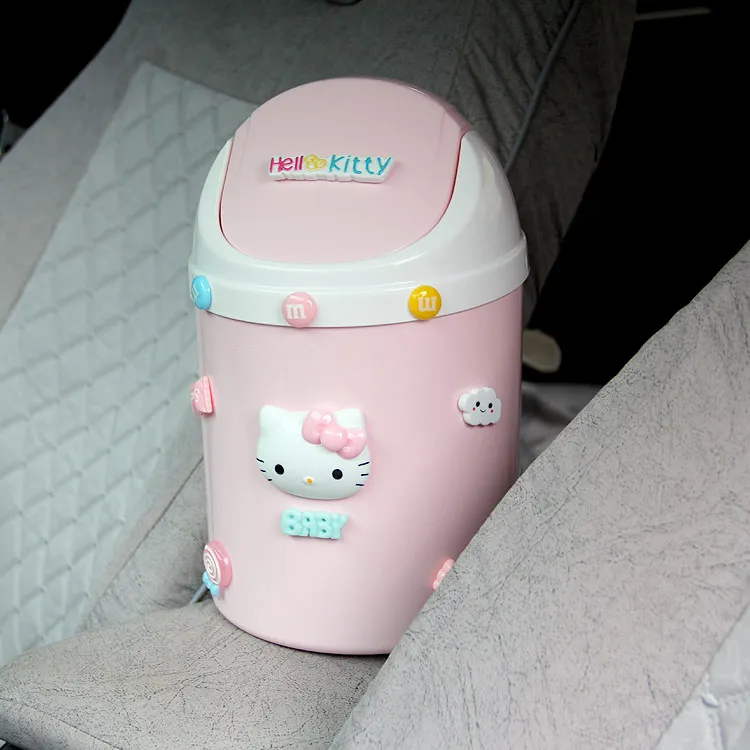 Рисунок «Hello Kitty» мини Чана для мусора корзина для мусора офисный Настольный маленький мусорный бак Роскошный чехол-книжка с крышкой обеденный, журнальный столик автомобиля мусорное ведро для переработки