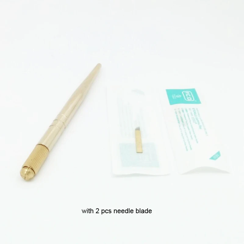 Золотистая ручная ручка для татуажа бровей Перманентный макияж микроблейдинг с 2