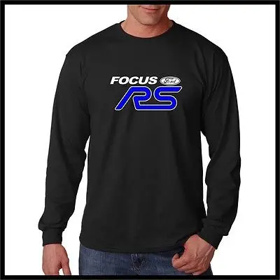 Форд фокус RS черный с длинным рукавом tshirt синий и белый логотип | Мужская одежда