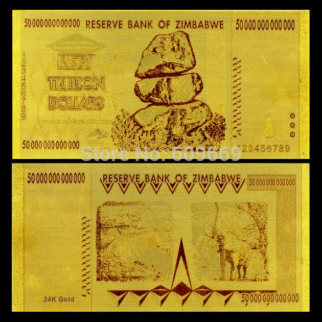 Zimbabwe бумажное денежное покрытие металлом десять триллионов долларов золото banknotes для рождественских украшений и коллекционных подарков