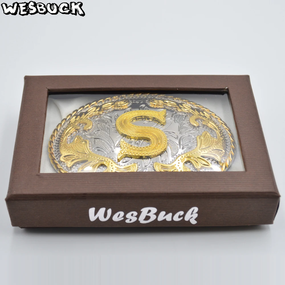 5 шт. MOQ WesBuck новый бренд Овальный 3D кружевной Золотой S Начальная буква ковбойский