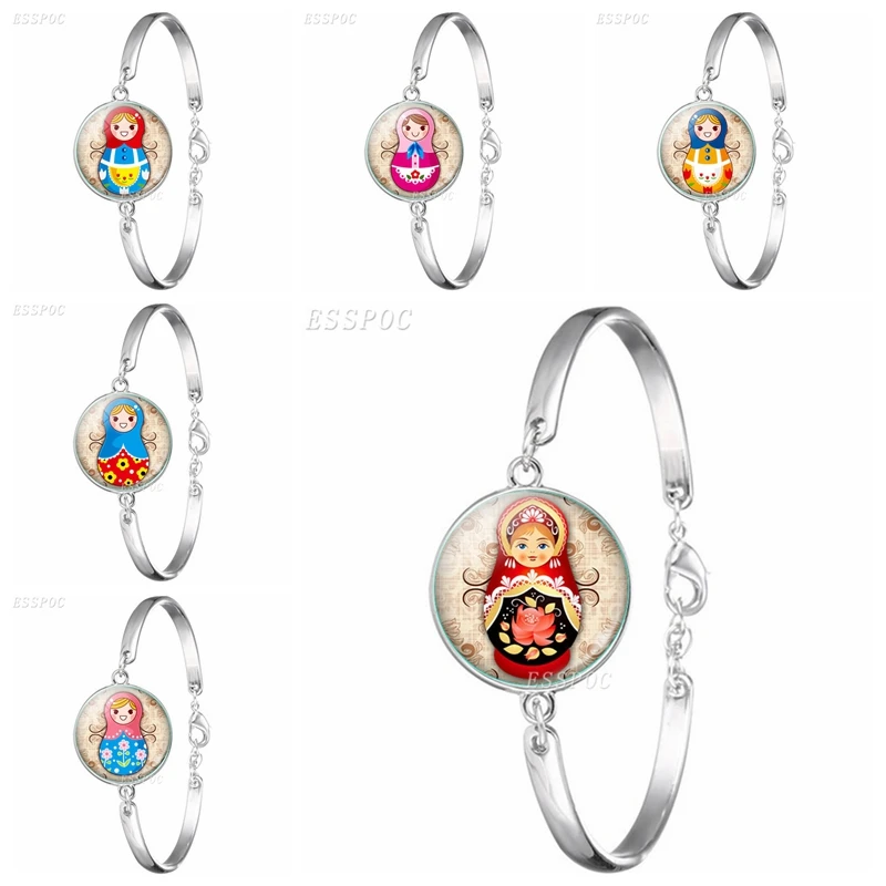 Русский рукав кукла стеклянный браслет из кабошона милый русский кукольный