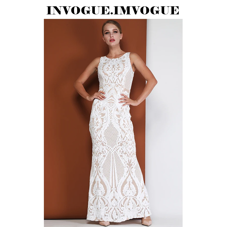INVOGUE. Женское вечернее платье с круглым вырезом ivogue однотонное облегающее без