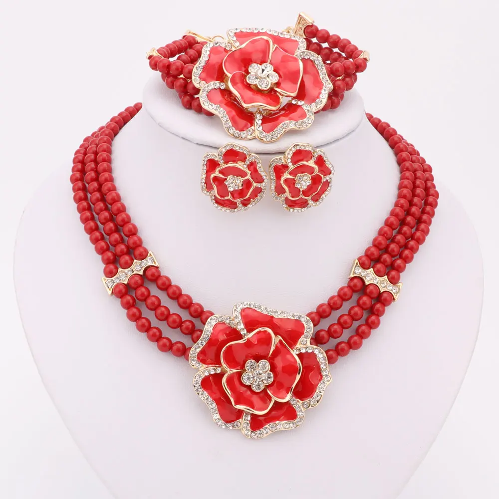 Африканские Ювелирные наборы из бисера ювелирные изделия золотого цвета большой