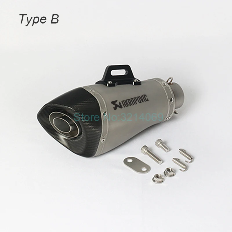 Type B Универсальный мотоцикл Akrapovic выхлопная труба 51 мм углеродного волокна короткие глушитель для GSX250 R6 R25 Z900 GSXR750 ZX6R с DB убийца - Цвет: Type B