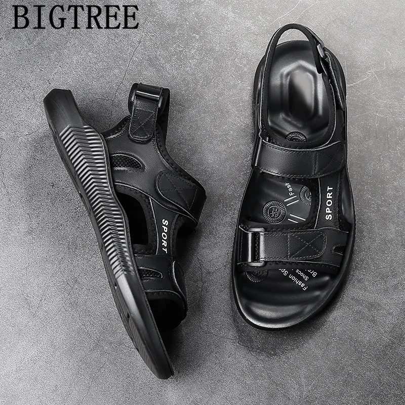 Открытая обувь мужские сандалии летние повседневная Дизайнерская кожаные