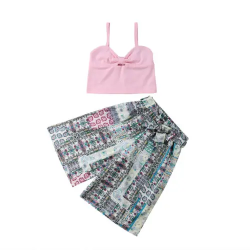 Детский жилет для маленьких девочек топы с галстуком-бабочкой + широкие штаны