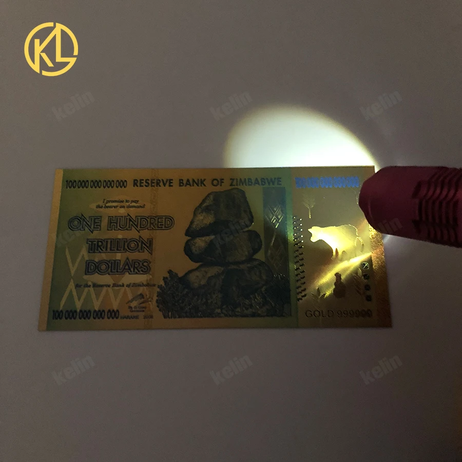 

600pcs/lot Colorful Zimbabwe 100 Trillion Dollar Zimbabwe Banknote with free shipping by fedex tnt or DHL
