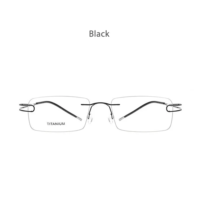 Black HDCRAFTER из чистого титана, Ультралегкая оправа для очков без оправы для женщин, оптические оправы для близорукости по рецепту, мужские винтажные очки - Цвет оправы: Black