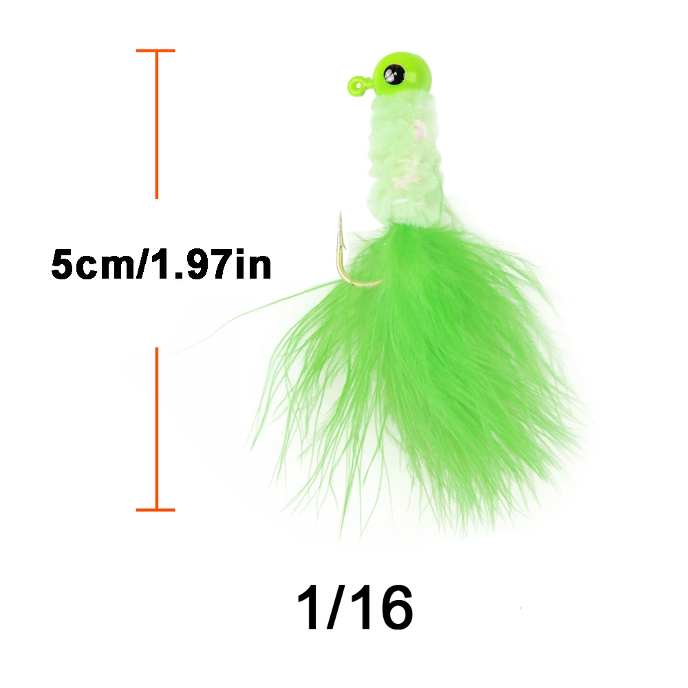 10Pcs Crappie Jigs Fishing Hard Lure Lead Head Hook Fly Lures With Feathers For Worm Baits Barbed Hooks | Спорт и развлечения