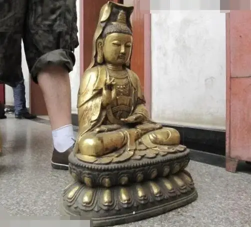 

Free shipping S03414 22" Chinese Buddhism temple Bronze Bodhisattva Kwan-Yin Guan Yin Buddha Statue
