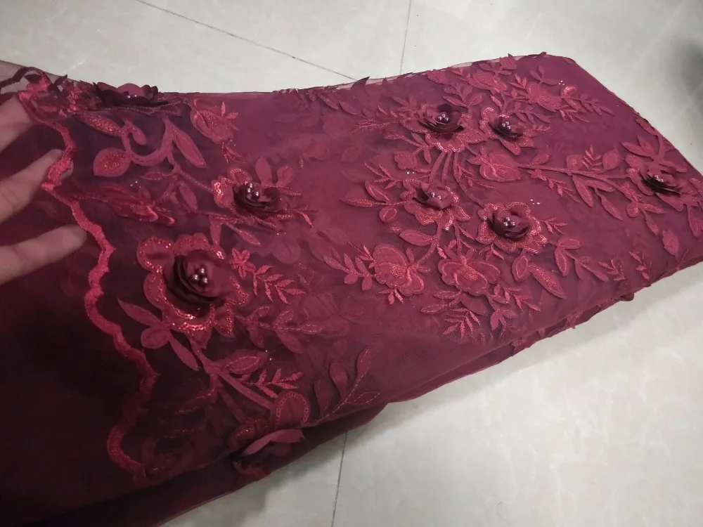 

2018 latest lace fabric high quality sequins african 3d flower mesh lace fabric french tulle net lace fabric for dress CHY070