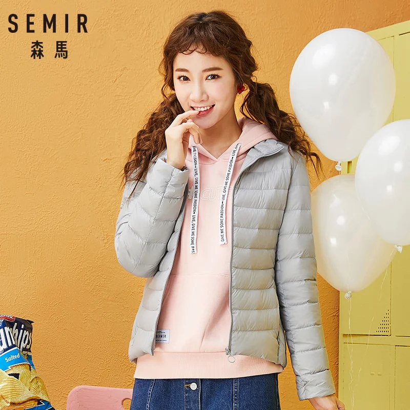 SEMIR Женское зимнее пальто 2018 Новое ультра легкое белое пуховое тонкая женская