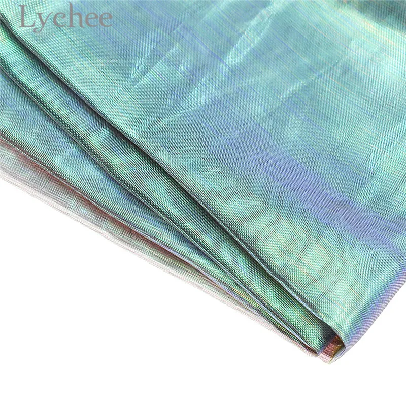 Lychee блестящая Радужная Тюлевая ткань лазерная многоцветная DIY Швейные
