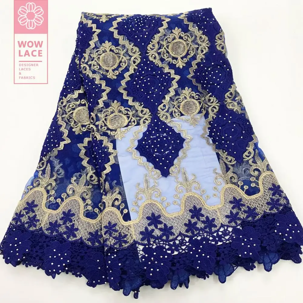 Королевского синего цвета в африканском стиле из молочного шелка кружевной