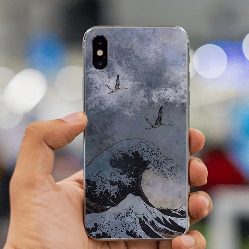 Для iphone XS Max Case Wave Art японский зеленый Ил Coque чехлы для телефонов iPhone 8 7 6 6S Plus X 5 5S SE 5C