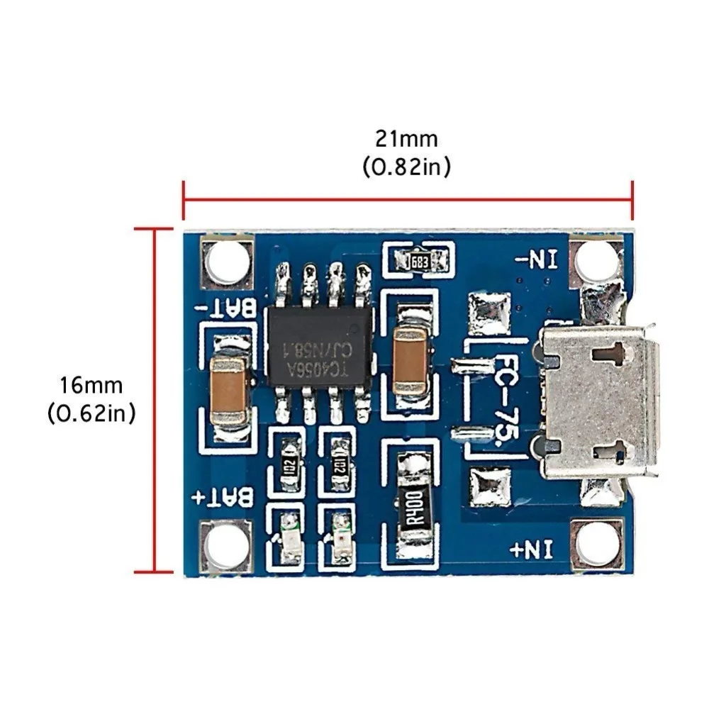 Aokin TP4056 5V TENSTAR ROBOT 1A Micro USB 18650 литиевая батарея зарядное устройство Модуль + защита