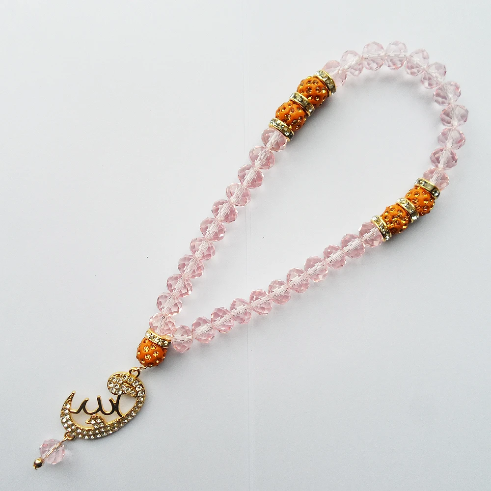 Модные новые 33 шт. розовые хрустальные круглые Исламские мусульманские