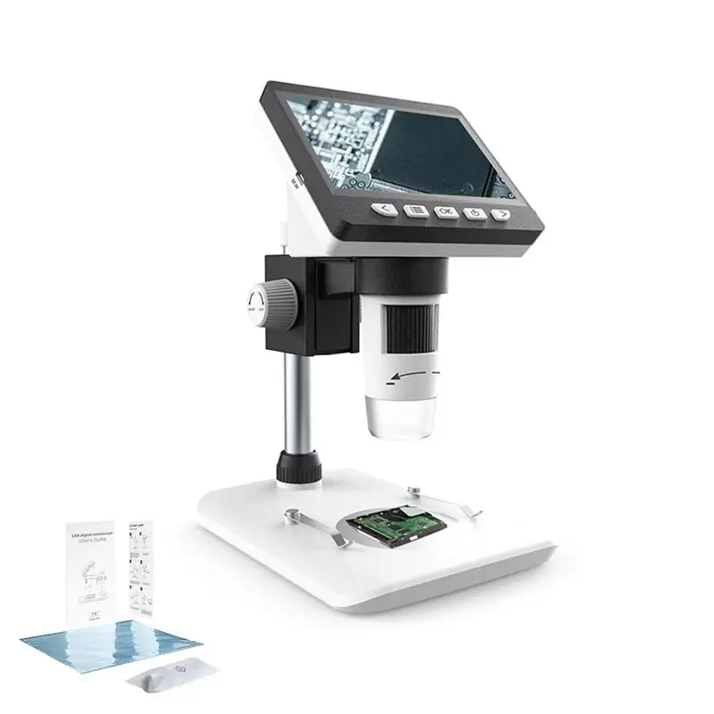 Microscope Портативный 1080P HD ЖК-дисплей Электронный Микроскоп промышленный настольный с 8 светодиодными лампами экран 50-1000x цифровой микроскоп - Цвет: Microscope