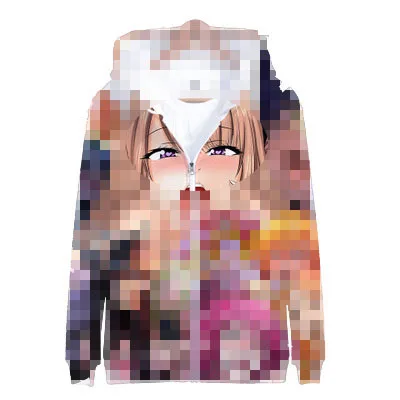 zipper hoodie2 3D Ahegao толстовки с капюшоном для мужчин wo для мужчин застенчивая девушка лицо Толстовка уличная одежда с мотивами из аниме Harajuku негабаритных на молнии куртки топы - Цвет: zipper hoodie2