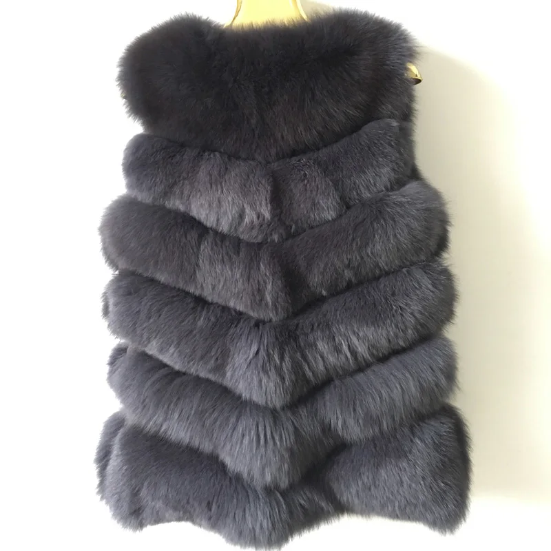 2021 Новая мода натурального меха лисы Жилет натуральным лисьим мехом меховая