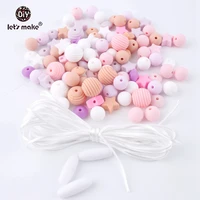 lets make 50pcs screw thread carved shaped silicone teether beads mini star can chew diy beads nursing jewelry accessories set