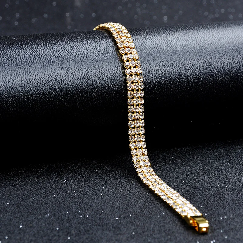 Женский браслет с кристаллами винтажный золотого цвета 2018|Браслеты шармами| |