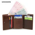 GENODERN из натуральной кожи Для мужчин кошелек с держатель для карт Монета Сумка Винтаж молния мужской кошелек в ретро-стиле для Для мужчин с подарочной упаковкой