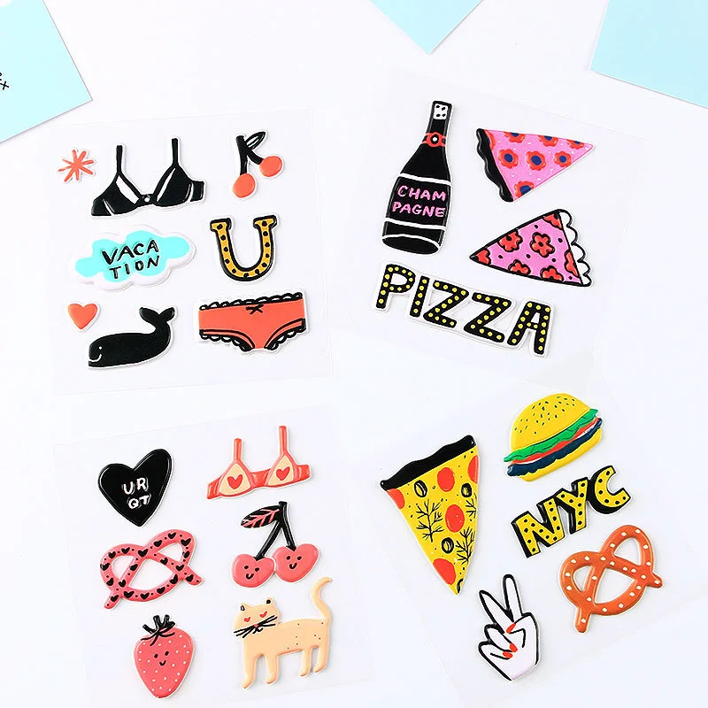 6 шт. милые детские наклейки в виде пиццы|Канцелярские наклейки| |
