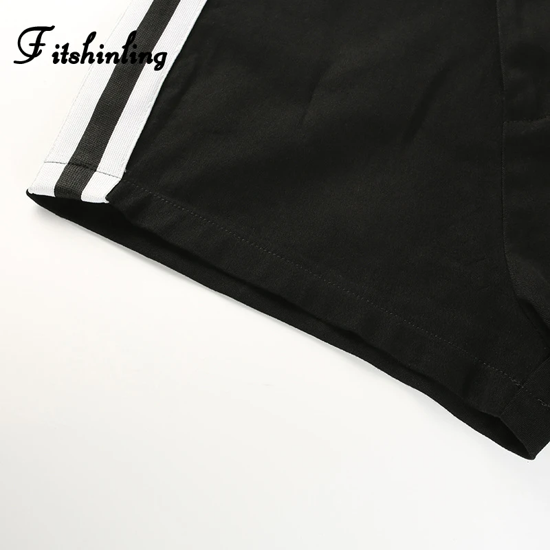 Fitshinling сбоку в полоску летние короткие feminino черный тонкий сексуальный пуш ап