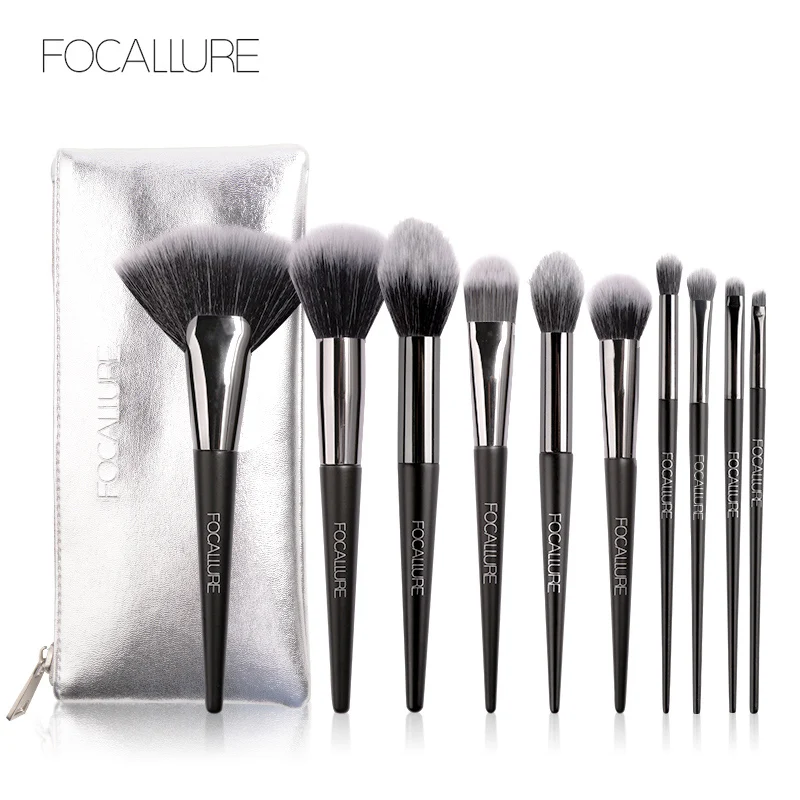 10pcs FOCALLURE 10 шт. набор для макияжа, набор кистей для макияжа, тени для бровей, тени для век, пудра, набор кистей для макияжа - Цвет: 10pcs