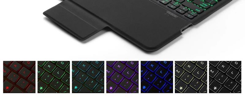 4,0 Bluetooth клавиатура чехол для iPad pro 12,", все-в-одном Беспроводной клавиатура с 7-Цвет освещенная контржурным светом+ Премиум кожаный чехол