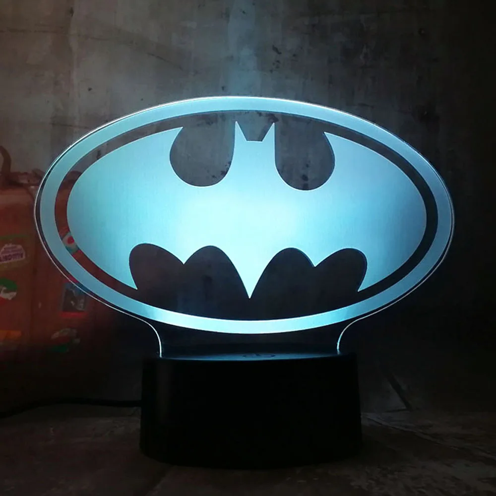 Новый крутой 3D светодиодный светильник Лиги Справедливости DC Бэтмен символ