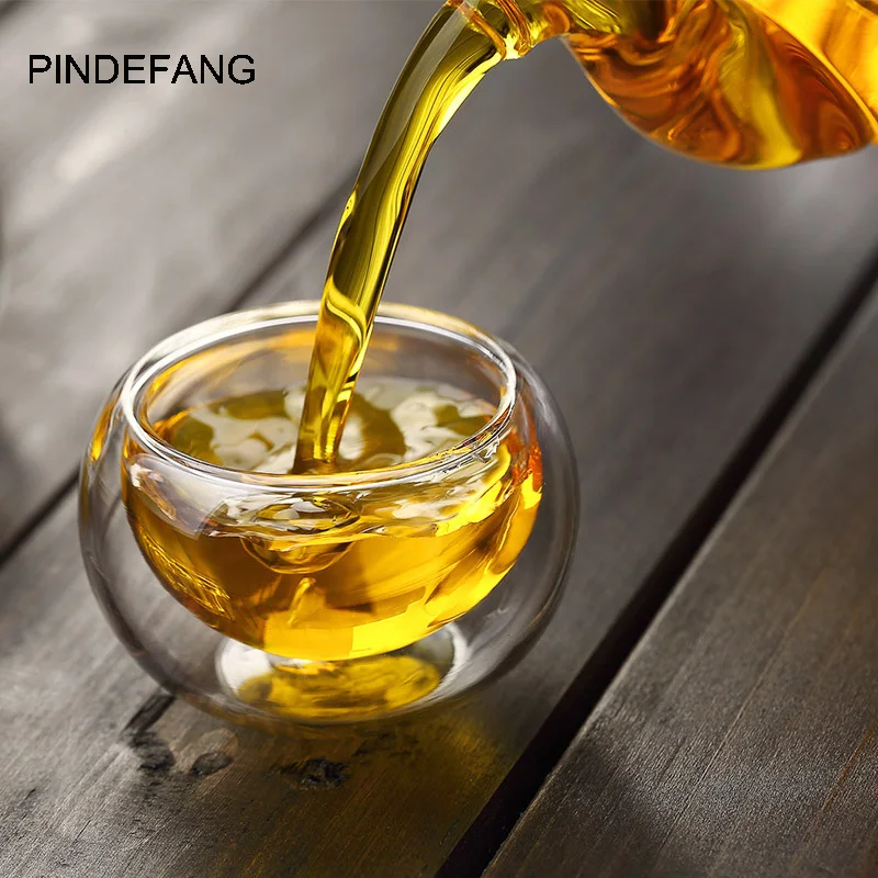 PINDEFANG 6 шт. 50 мл стакан с двойными стенками кунг-фу чайная кофейная чашка