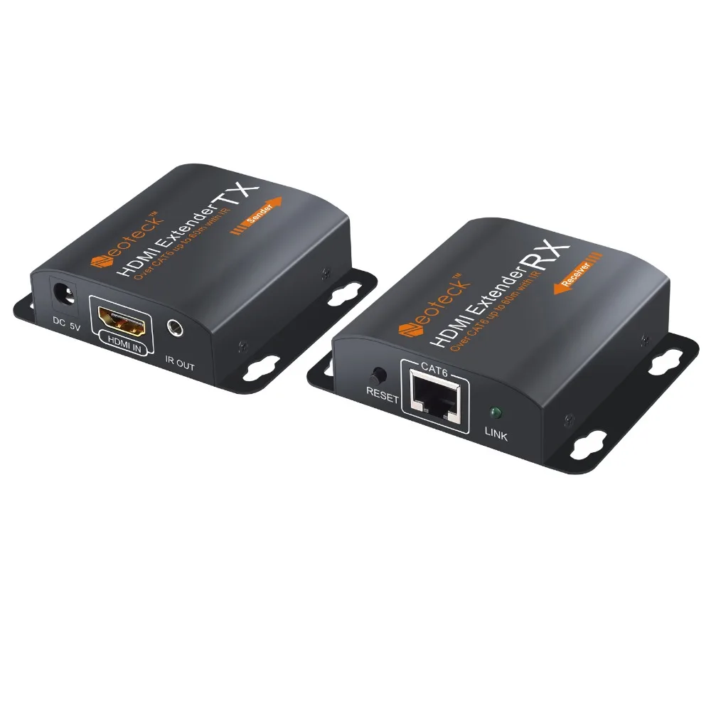 Neoteck HDMI удлинитель адаптер 1080P до 60 м HDMI передатчик приемник RX/TX через CAT6 кабель с ИК кабелем Великобритания ЕС питание