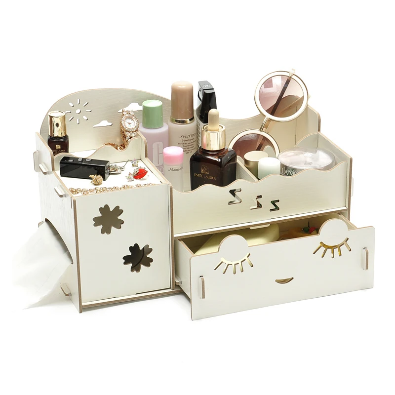 MICCK Storage Box Make Up Organizer 3 Drawers Wooden Admission Boxes Jewelry Stationery | Дом и сад