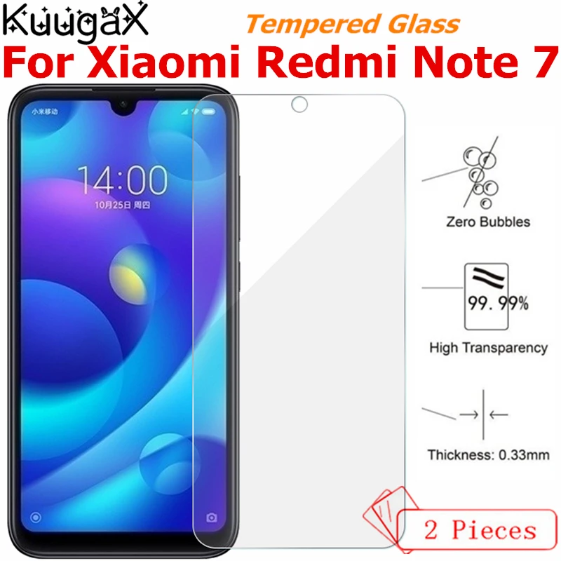 2 шт. закаленное стекло для оригинального Xiaomi Redmi Note 7 4 Гб 64 Оригинал 9H Защитная