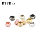 BTFBES 2 шт. белые CZ плоские круглые медные бусины-спейсеры 8,5*5 мм проложить кристалл металлические свободные бусины ювелирные изделия браслет ожерелье Изготовление DIY