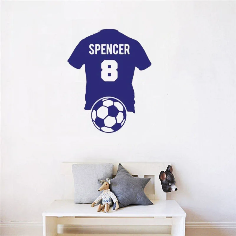 Футбол Персонализированные имя номер стикер на стену индивидуальный дизайн DIY