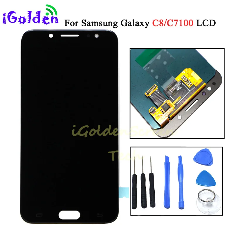 Супер AMOLED для SAMSUNG GALAXY C8 LCD C7100 дисплей кодирующий преобразователь сенсорного