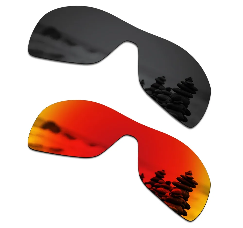 

SmartVLT 2 Pieces Polarized Sunglasses Replacement Lenses for Oakley Antix Stealth Black and Fire Red