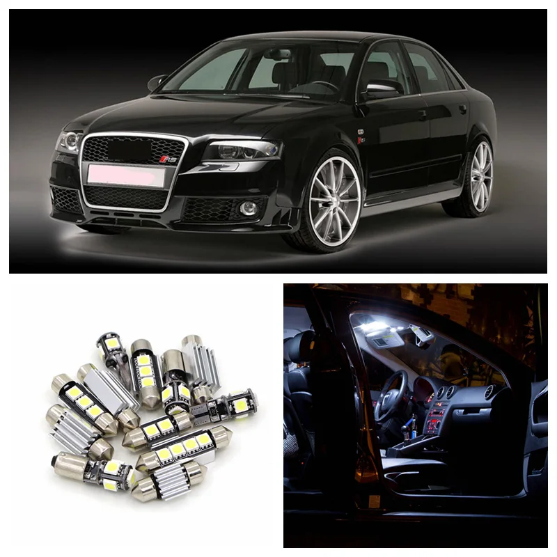 12 шт. Автомобильные светодиодные лампы Canbus для 2001 2004 AUDI A4 B6 8E|car interior led kit|interior lights