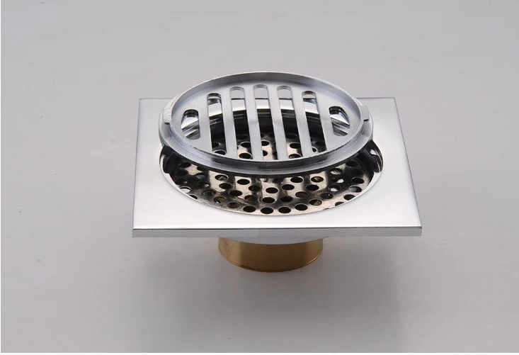 

Free shipping Drainer Square Shower Floor Drain with Removable Strainer Tile-In Design Shallow Chrome 4x4 Inch For Sale